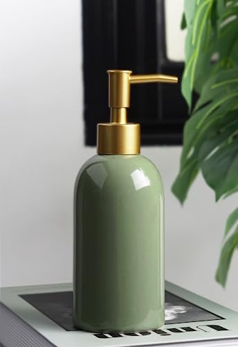 Ceramic Soap Dispenser Green with view 2