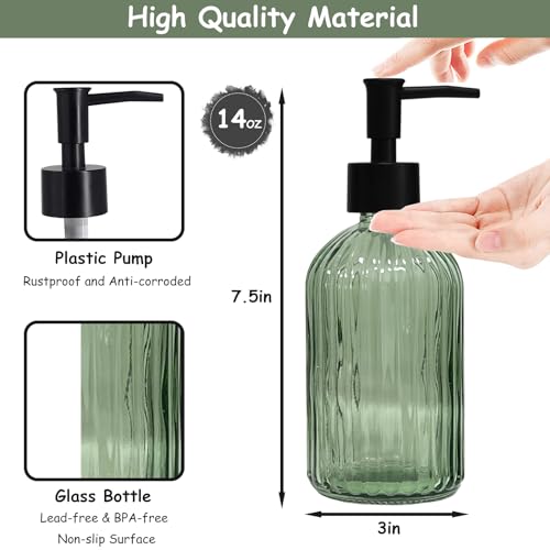 Green Glass Soap Dispenser Set view 2