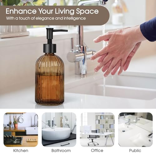 13.5oz Stripe Glass Soap Dispenser view 5