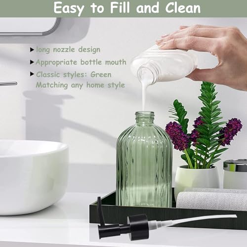 Green Glass Soap Dispenser Set view 3