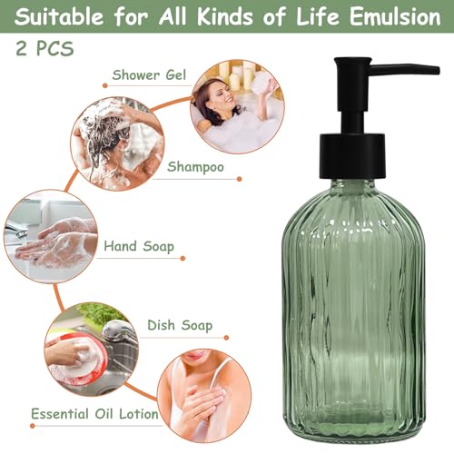 Green Glass Soap Dispenser Set view 4